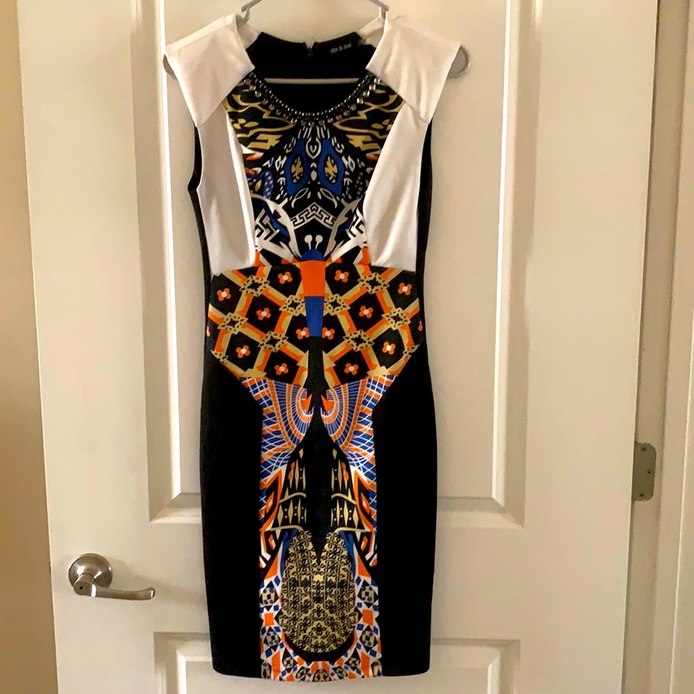 DO&BE size Small mid length dress with jeweled collar.